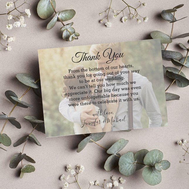 thank you overlay calligraphy wedding photo  card (Creator Uploaded)