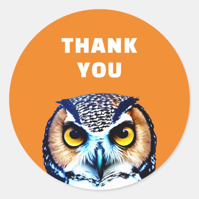 THANK YOU OWL CLASSIC ROUND STICKER (Front)