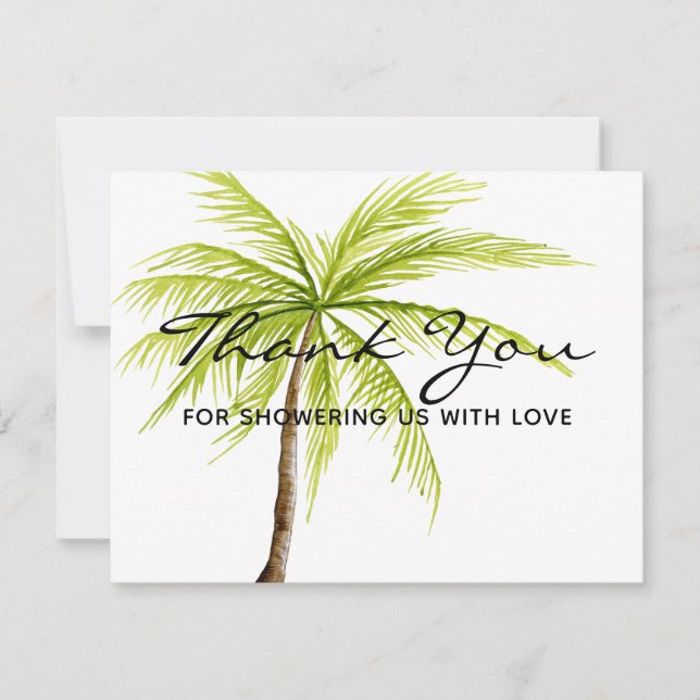 Thank You Palm Tree Tropical Beach Shower Card (Front)