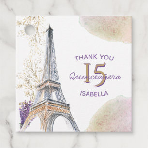 Thank You Paris Eiffel Tower 15 Quinceanera Favour Tags