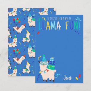 Thank You Party Animals Llama Birthday Boys Blue Card