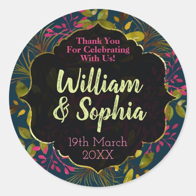 Thank You Party Favour Classic Round Sticker (Front)