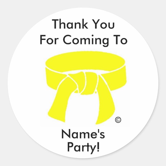 Thank You Party Sticker Martial Arts yellow custom (Front)