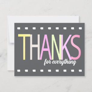 Thank You Pastel Colourful Text On Grey Minimalist Postcard