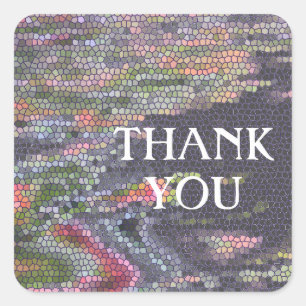 Thank You Pastel Mosaic Tile Pattern Appreciation Square Sticker