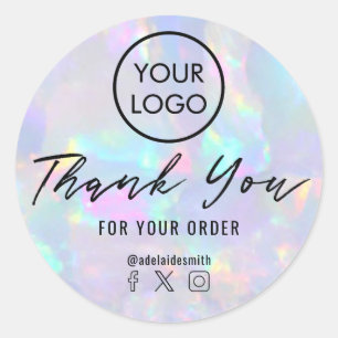thank you pastel opal gemstone classic round sticker