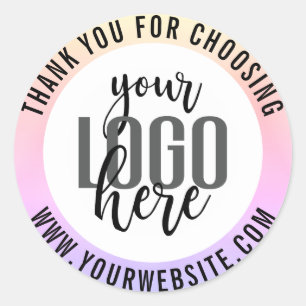 Thank You Pastel Unicorn Holograph Business Logo Classic Round Sticker
