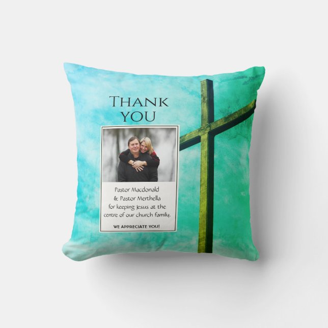 THANK YOU PASTOR Keeping Jesus Centre PHOTO Throw Pillow (Front)