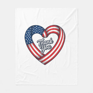 Thank You Patriotic Heart Vintage Vector Design_1 Fleece Blanket
