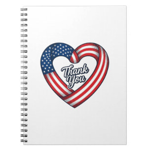 Thank You Patriotic Heart Vintage Vector Design_1 Notebook