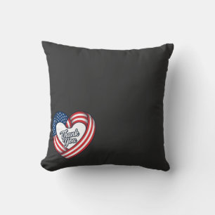 Thank You Patriotic Heart Vintage Vector Design_1 Throw Pillow