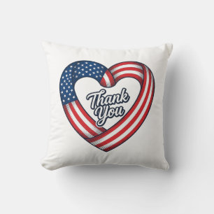 Thank You Patriotic Heart Vintage Vector Design_1 Throw Pillow