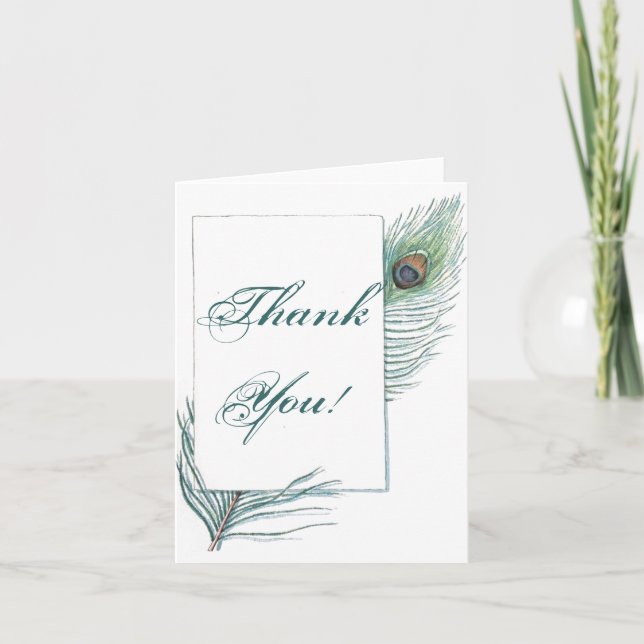 Thank You Peacock Feather Inspirational Card (Front)