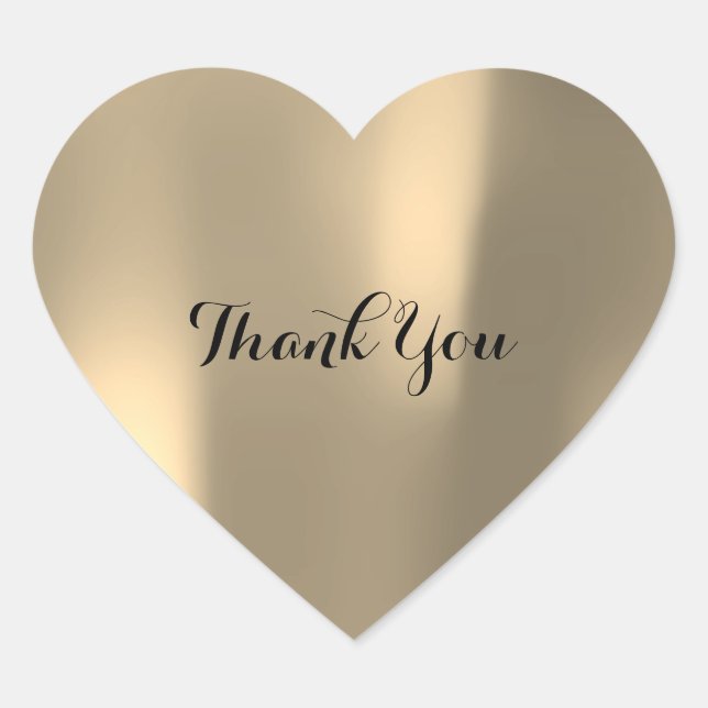 Thank You Pearly Foxier Gold Ombre Grey Heart Sticker (Front)