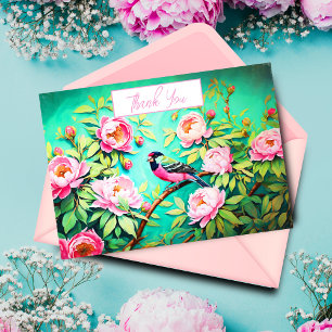 Thank You Peony Pine Gosbeak ai artwork Card