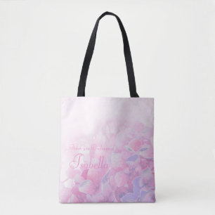 Thank you personalize hydrangea pink tote bag