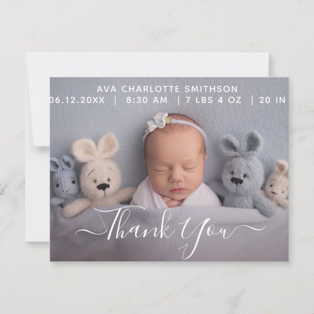     Thank You Personalized Birth Announcement Card (Front)