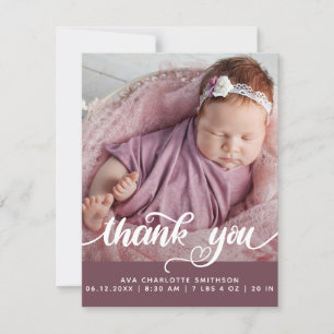    Thank You Personalized Birth Announcement Card