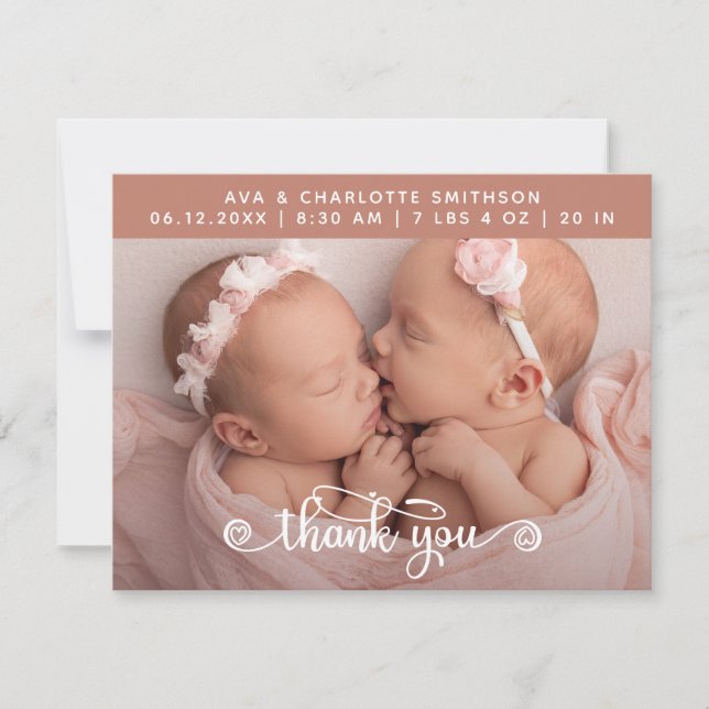     Thank You Personalized Birth Announcement Card (Front)