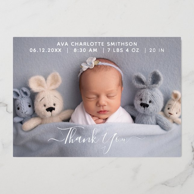     Thank You Personalized Birth Announcement Card (Front)