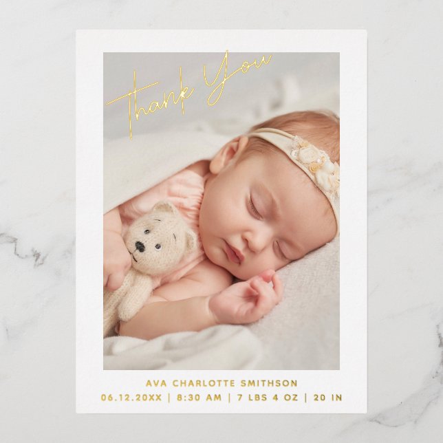 Thank You Personalized Birth Announcement Postcard (Front)