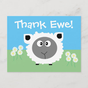 Thank You Personalized Cute Funny Sheep Daisy Postcard