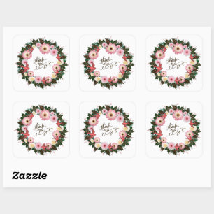 Thank You Personalized Flowers Postage Square Sticker