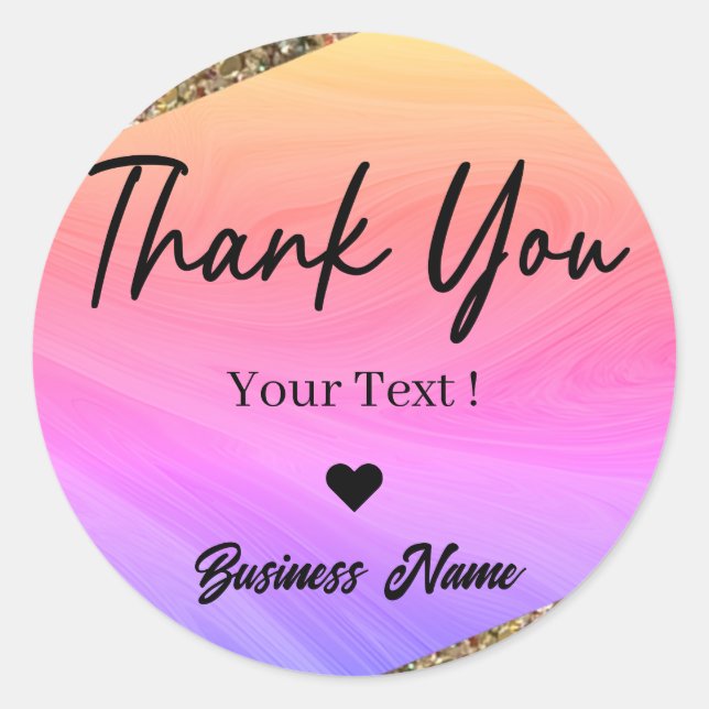Thank You Personalized Pastel Holographic  Classic Round Sticker (Front)