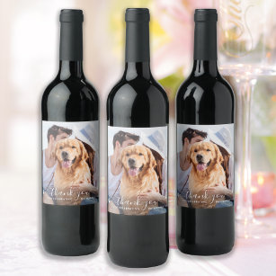 Thank You Personalized Pet Photo Dog Wedding Wine Label