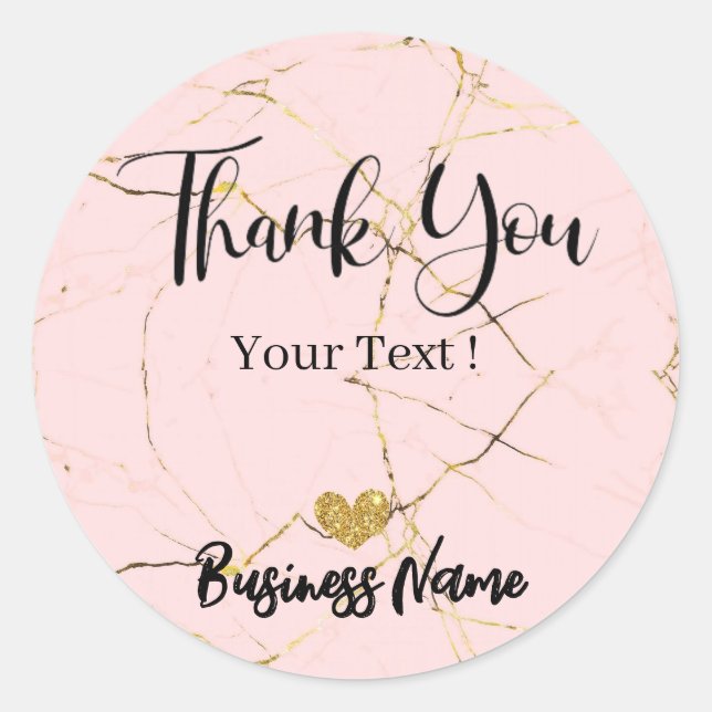 Thank You Personalized Rose Gold  Classic Round Sticker (Front)