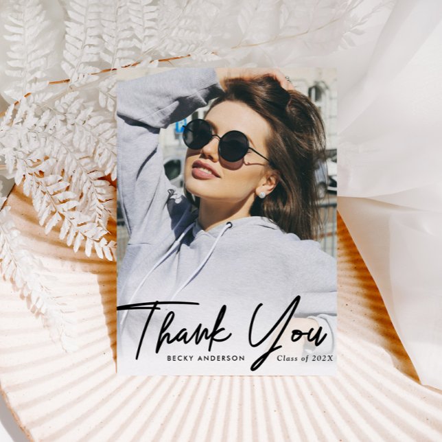 thank you personalized script overlay graduation postcard (Creator Uploaded)