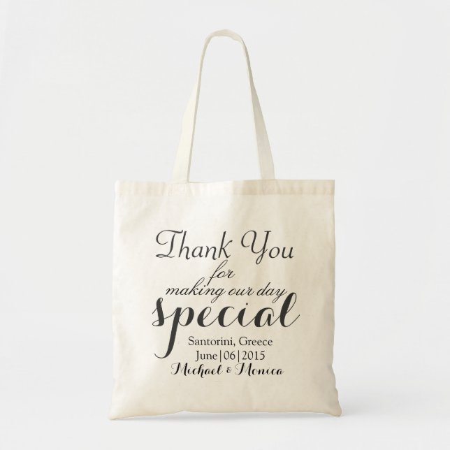 Thank You Personalized Wedding Hotel Gift Tote Bag (Front)