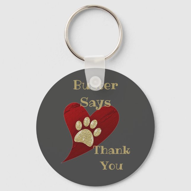 Thank You Pet Sitter Dog Walker Paw Print Thanks Keychain (Front)