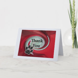 Thank You Pet Sitter Red Swirl Abstract Paw Print Card