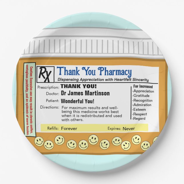 Thank You Pharmacy Paper Plate (Front)