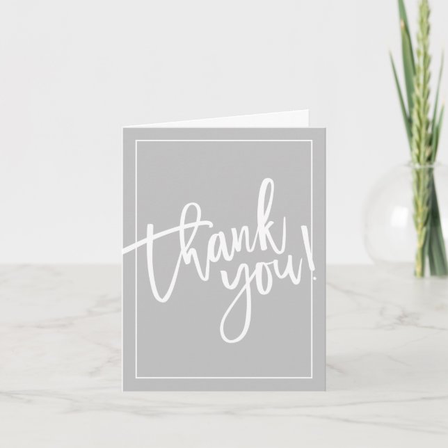 THANK YOU PHOTO CARD bold hand lettered cool grey (Front)