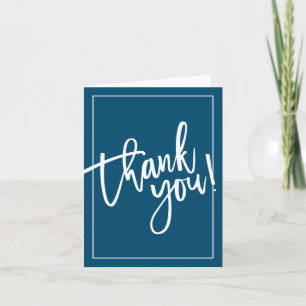THANK YOU PHOTO CARD bold hand lettered navy blue