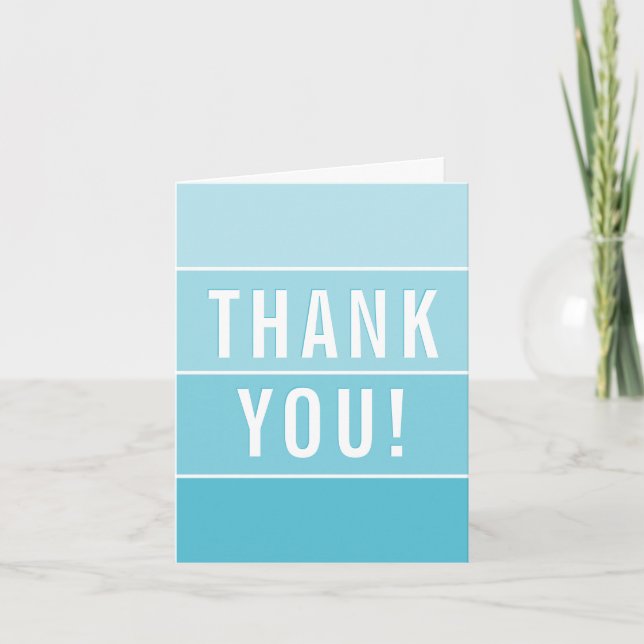 THANK YOU PHOTO CARD modern ombre turquoise blue (Front)