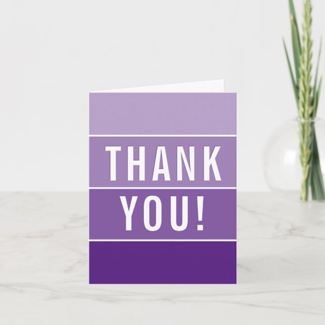 THANK YOU PHOTO CARD modern ombre violet  purple (Front)