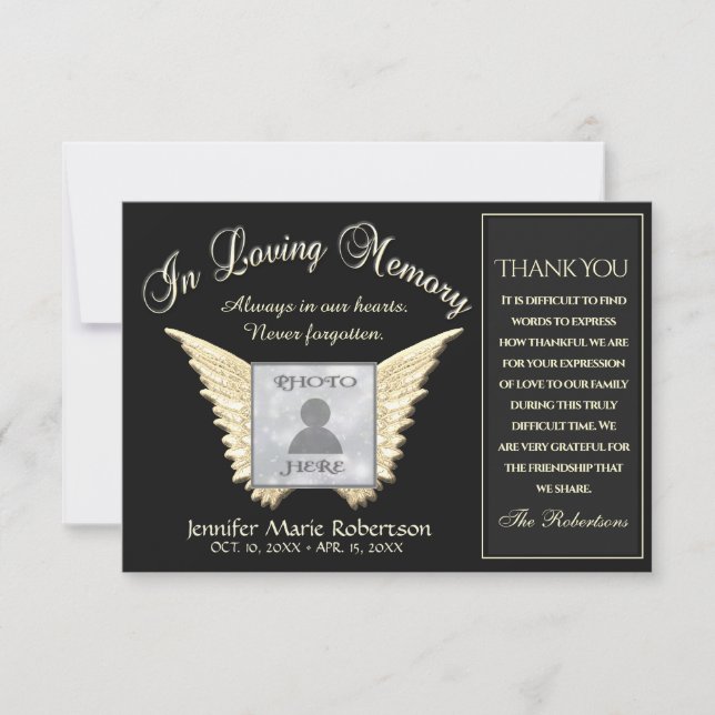 Thank You Photo Card with Angel Wings (Front)