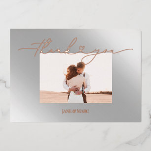 Thank You Photo Cards Real Foil script heart