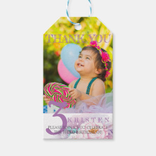 Thank you photo classic floral birthday photo gift tags