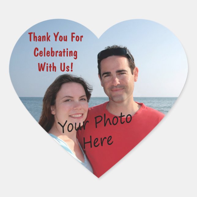Thank You! Photo Heart Stickers (Front)