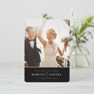 THANK YOU photo modern elegant ampersand black Card