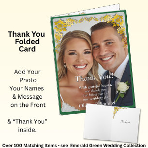 Thank You - Photo on Emerald Green & Gold