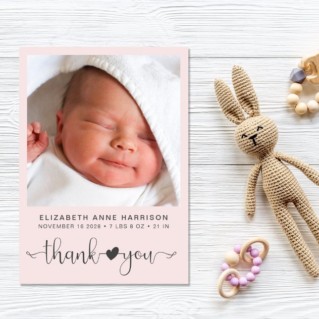 Thank You Photo Pink Birth Announcement (A beautiful and unique way to thank family and friends and introduce them to your precious baby girl)