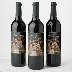 Thank You Photo Script Wedding Favour Wine Label