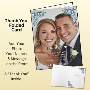 Thank You - Photo with Blue Peony Card