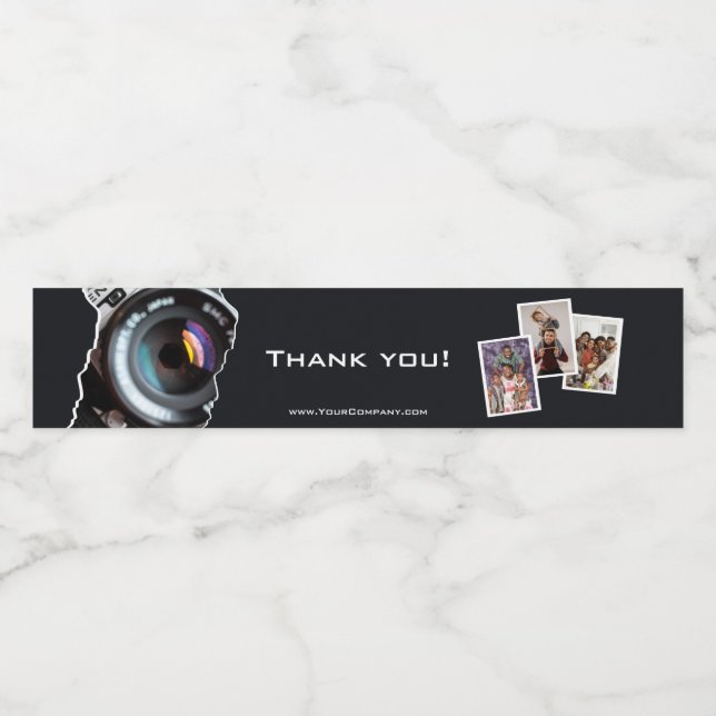Thank You Photographer Black-White Water Bottle Label (Single Label)