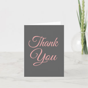 Thank You Pink And Grey Blank Note Card